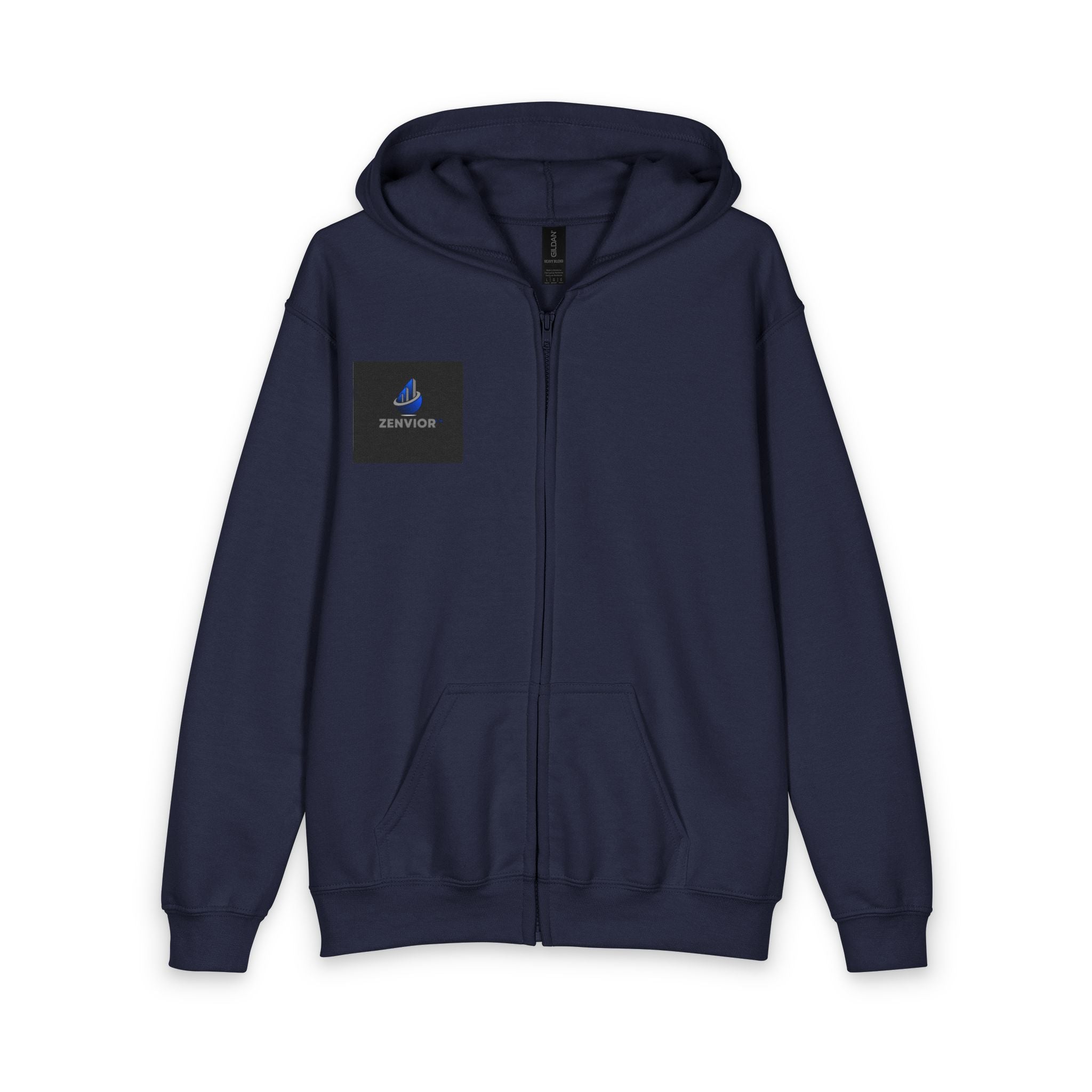 ZENVIOR | Polerón Juvenil Original Gildan® Youth Heavy Blend™ Full Zip Hoodie con Cierre Completo
